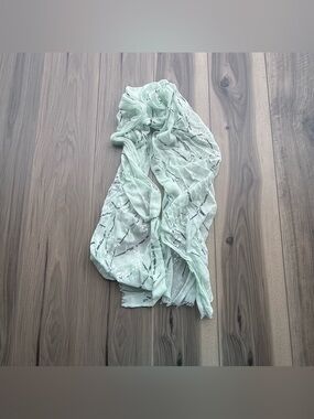 Arianna by Howard's Mint Green Scarf White Black Pattern Lightweight Fringe